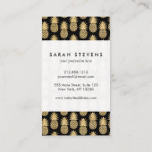 Elegant Tropical Black en Gold Pineapple Pattern Visitekaartje (Achterkant)