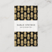 Elegant Tropical Black en Gold Pineapple Pattern Visitekaartje (Voorkant)