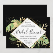 Elegant Tropical Black & Gold Bridal Brunch Shower Kaart (Voorkant / Achterkant)