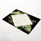 Elegant Tropical Black & Gold Bridesmaids Brunch Folie Uitnodiging (Gedraaid)