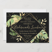 Elegant Tropical Black & Gold Bridesmaids Luncheon Kaart (Voorkant)