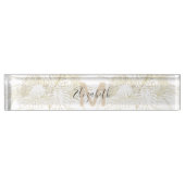 Elegant tropical bladeren golden strokes design naambordje (Voorkant)