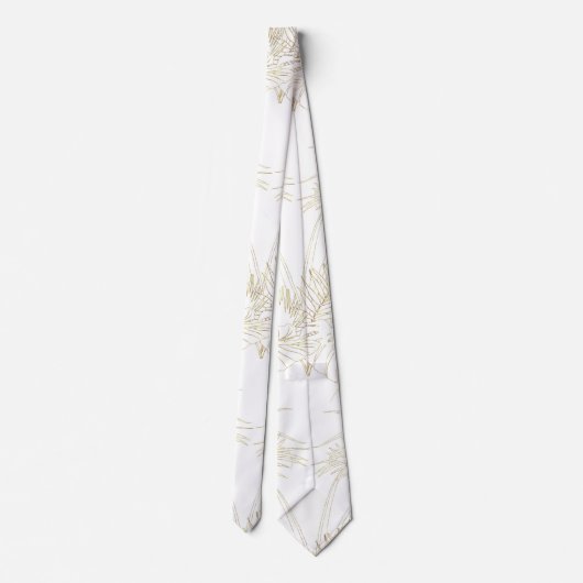 Elegant tropical bladeren golden strokes design stropdas (Achterkant)