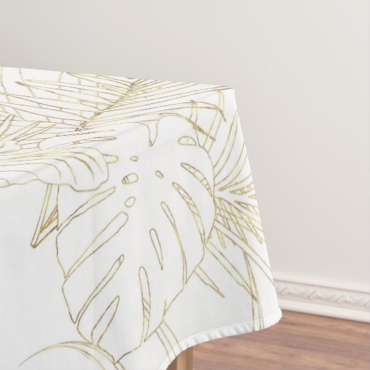 Elegant tropical bladeren golden strokes design tafelkleed (Voorbeeld)