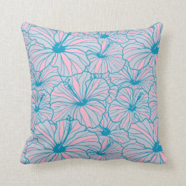 Elegant Tropical Blue Floral Hibiscus Pattern | Kussen