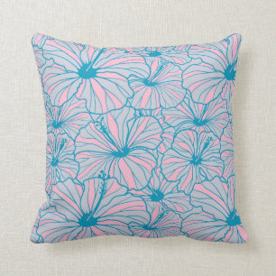 Elegant Tropical Blue Floral Hibiscus Pattern   Kussen