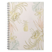 Elegant Tropical Botanical Floral laat goud over Notitieboek (Voorkant)