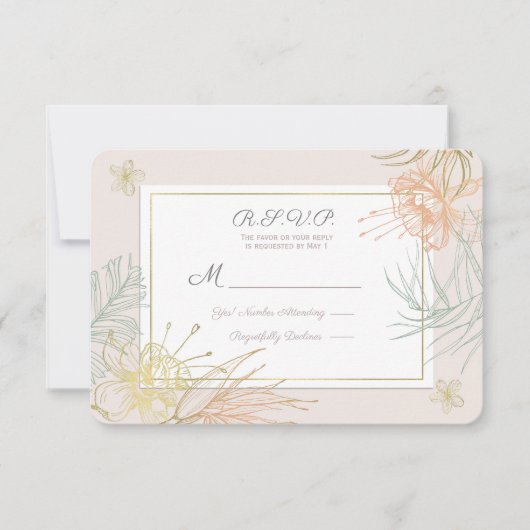 Elegant Tropical Botanical Floral Wedding RSVP (Voorkant)