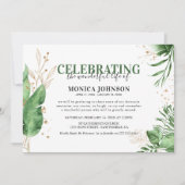 Elegant Tropical Botanical Greenery & Gold Funeral Kaart (Voorkant)