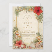 Elegant Tropical Botanical Wedding Save The Date (Voorkant)