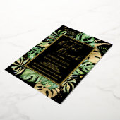 Elegant Tropical Bridal Brunch Shower Black & Gold Folie Uitnodiging (Gedraaid)