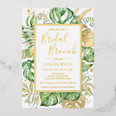 Elegant Tropical Bridal Brunch Shower Gold Folie Uitnodiging (Voorkant)