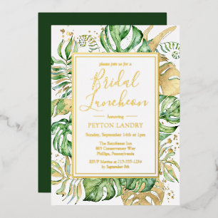 Elegant Tropical Bridal Luncheon Shower Gold Folie Uitnodiging
