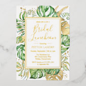 Elegant Tropical Bridal Luncheon Shower Gold Folie Uitnodiging (Voorkant)