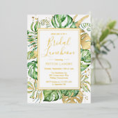 Elegant Tropical Bridal Luncheon Shower Gold Folie Uitnodiging (Staand Voorkant)