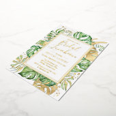 Elegant Tropical Bridal Luncheon Shower Gold Folie Uitnodiging (Gedraaid)