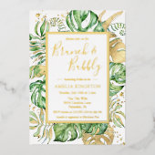 Elegant Tropical Brunch & Bubble Vrijgezellenfeest Folie Uitnodiging (Voorkant)