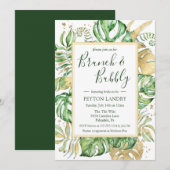 Elegant Tropical Brunch & Bubble Vrijgezellenfeest Kaart (Voorkant / Achterkant)