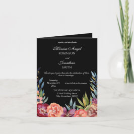 Elegant Tropical Burgundy Black Wedding Folded