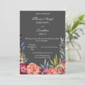 Elegant Tropical Burgundy & Blush Gray Wedding V2 Kaart (Staand voorkant)