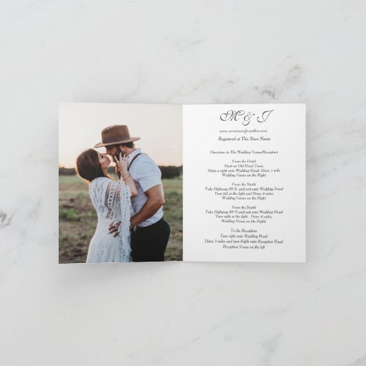 Elegant Tropical Burgundy White Wedding Folded (Binnen)