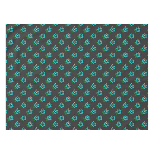 Elegant Tropical Chic Cute Blauwgroen Hibiscus Flo Tafelkleed (Voorkant (Horizontaal))