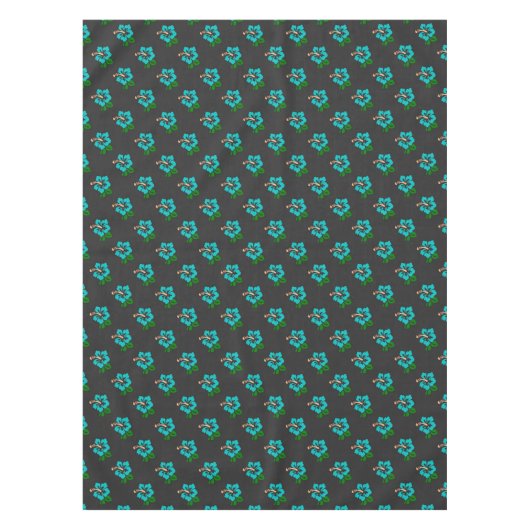 Elegant Tropical Chic Cute Blauwgroen Hibiscus Flo Tafelkleed (Voorkant)