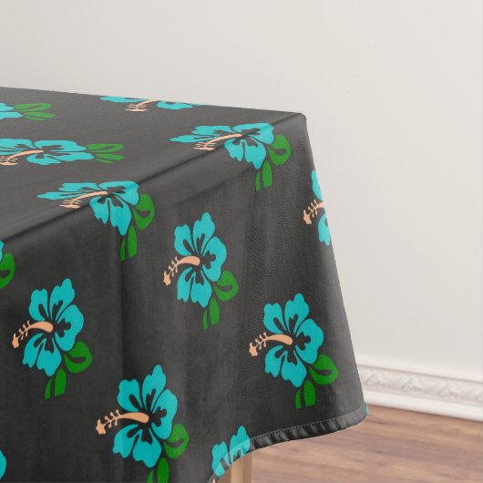 Elegant Tropical Chic Cute Blauwgroen Hibiscus Flo Tafelkleed (Voorbeeld)