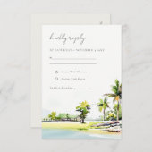 Elegant Tropical Coastal Beach Palm Tree Weddensch RSVP Kaartje (Voorkant / Achterkant)