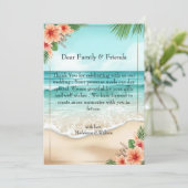 Elegant Tropical Coastal Hawaiian Beach Wedding Bedankkaart (Staand voorkant)