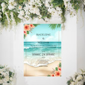 Elegant Tropical Coastal Hawaiian Beach Wedding Kaart