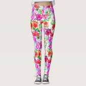 Elegant Tropical Colorful Flowers Leggings (Voorkant)