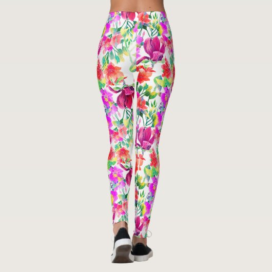 Elegant Tropical Colorful Flowers Leggings (Achterkant)