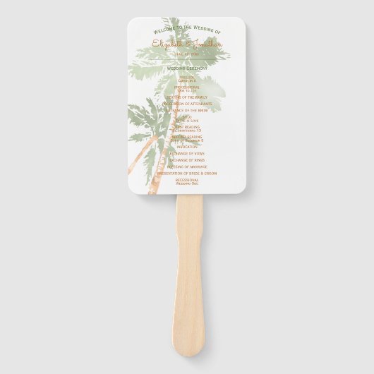 Elegant Tropical Copper Palm Trees Beach Wedding Handwaaier (Voorkant)