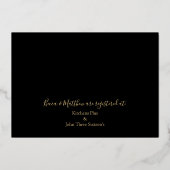 Elegant Tropical Couple's Shower Black & Gold Folie Uitnodiging (Achterkant)