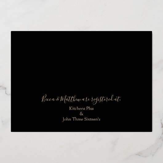 Elegant Tropical Couple's Shower Black & Gold Folie Uitnodiging (Achterkant)