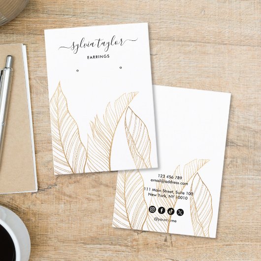 Elegant Tropical Earring Frame Display Add Logo Visitekaartje