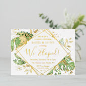 Elegant Tropical Elopement Weddenschap Reception G Folie Uitnodiging (Staand Voorkant)