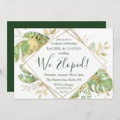 Elegant Tropical Elopement Weddenschap Reception Kaart (Voorkant / Achterkant)