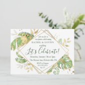 Elegant Tropical Elopement Weddenschap Reception Kaart (Staand voorkant)