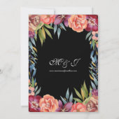 Elegant Tropical Floral Black Wedding Kaart (Achterkant)