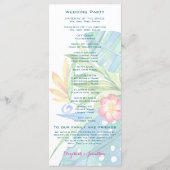 Elegant Tropical Floral Blauwgroen Berry Pink Wedd Programmakaart (Achterkant)