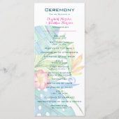 Elegant Tropical Floral Blauwgroen Berry Pink Wedd Programmakaart (Voorkant)