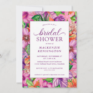 Elegant Tropical Floral Bridal Shower Invitation Kaart