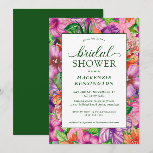 Elegant Tropical Floral Bridal Shower Invitation Kaart