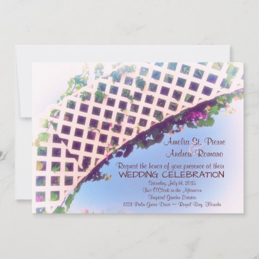 Elegant Tropical Floral Garden Wedding Invitation Kaart (Voorkant)