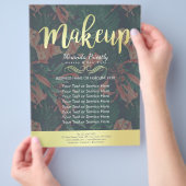 Elegant Tropical Floral Gold Script Makeup Salon Flyer (Hand)