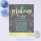 Elegant Tropical Floral Gold Script Makeup Salon Flyer (Enkel)