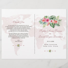 Elegant Tropical Floral Gold Wereldkaart Programme