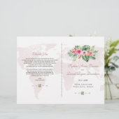 Elegant Tropical Floral Gold Wereldkaart Programme (Staand voorkant)